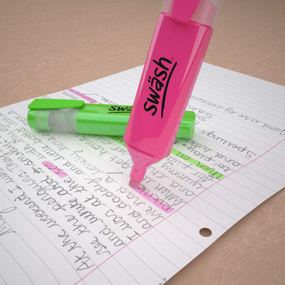 Swash Premium Highlighter Pens 48 Pieces, Pink