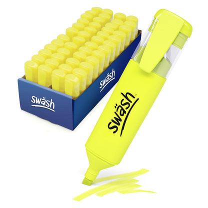 Swash Premium Highlighter Pens 48 Pieces, Yellow