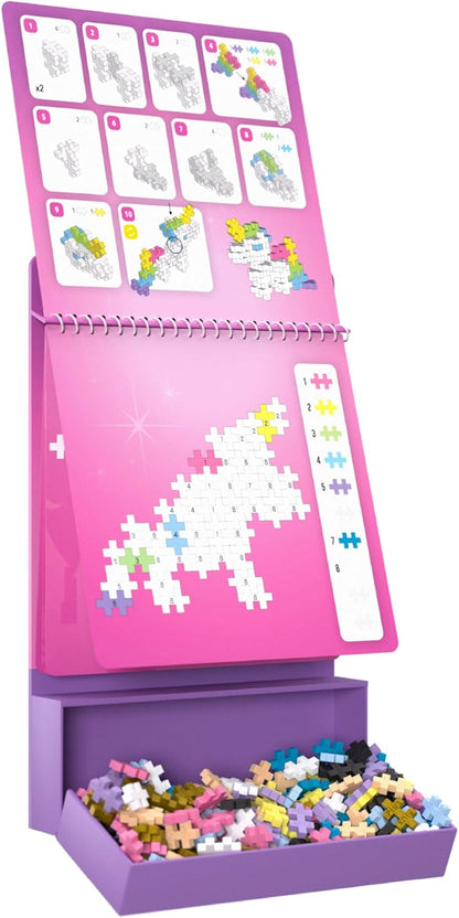 PLUS PLUS Travel Toys - Building Blocks Puzzle Play, Ideal Train, Car, or Plane Activities for Kids, 12 Pages with 125 Pieces in Attached Storage, Girls and Boys Toys Age 5 Plus