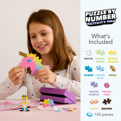 PLUS PLUS Travel Toys - Building Blocks Puzzle Play, Ideal Train, Car, or Plane Activities for Kids, 12 Pages with 125 Pieces in Attached Storage, Girls and Boys Toys Age 5 Plus