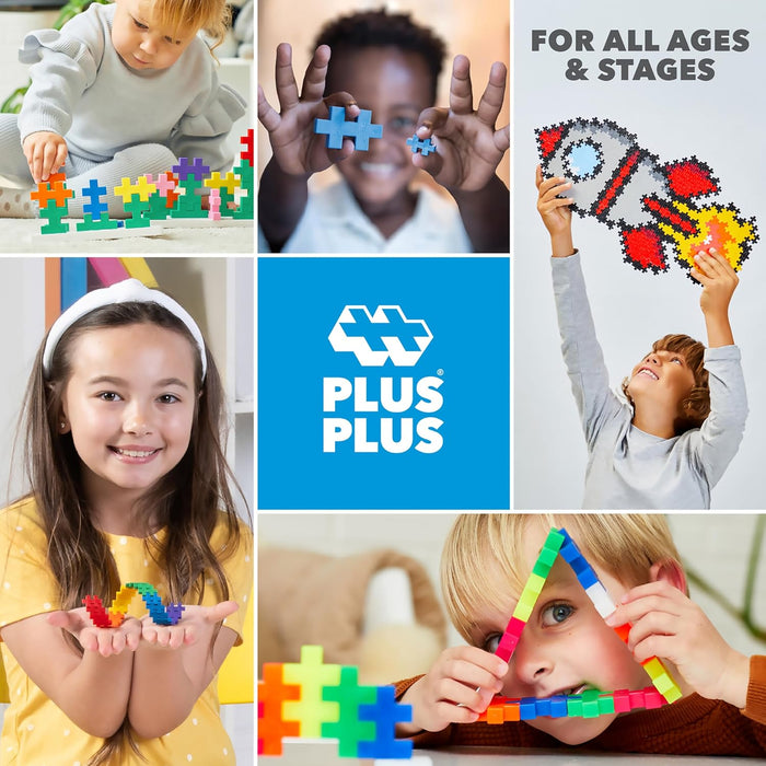 PLUS PLUS Travel Toys - Building Blocks Puzzle Play, Ideal Train, Car, or Plane Activities for Kids, 12 Pages with 125 Pieces in Attached Storage, Girls and Boys Toys Age 5 Plus