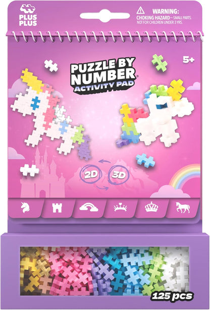 PLUS PLUS Travel Toys - Building Blocks Puzzle Play, Ideal Train, Car, or Plane Activities for Kids, 12 Pages with 125 Pieces in Attached Storage, Girls and Boys Toys Age 5 Plus