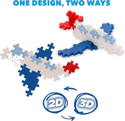 Plus Plus Travel Toys - Building Blocks Puzzle Play, Ideal Train, Car, or Plane Activities for Kids, 12 Pages with 125 Pieces in Attached Storage, Girls and Boys Toys Age 5 Plus