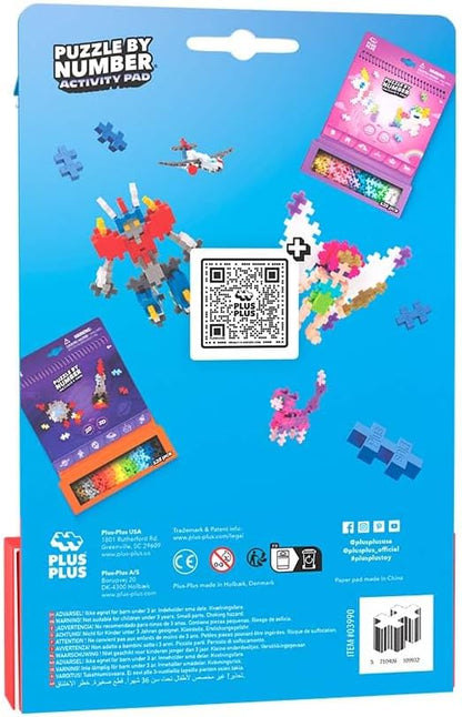 Plus Plus Travel Toys - Building Blocks Puzzle Play, Ideal Train, Car, or Plane Activities for Kids, 12 Pages with 125 Pieces in Attached Storage, Girls and Boys Toys Age 5 Plus