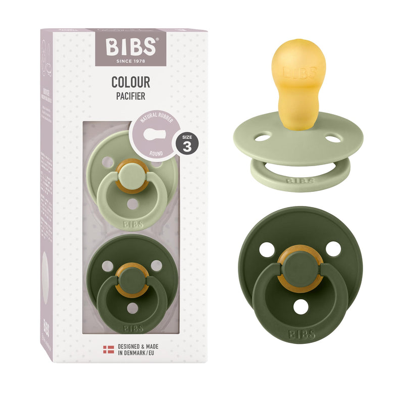BIBS Colour Speen verpakking van 2 stuks. BPA-vrij, Ronde speen. Natuurlijk rubberlatex, Maat 3 (18+ maanden), Sage/Hunter Green Maat 3 (18+ maanden) Sage / Hunter Green