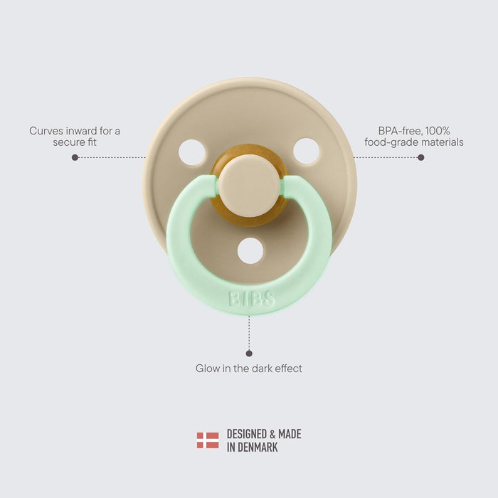 BIBS Colour Night Speen verpakking van 2 stuks. BPA-vrij, Ronde speen. Natuurlijk rubberlatex, Maat 1 (0-6 maanden), Blush NIGHT/Vanilla NIGHT Maat 1 (0-6 maanden) Blush NIGHT / Vanilla NIGHT