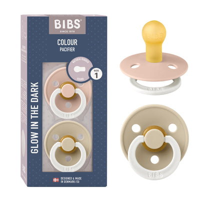 BIBS Colour Night Speen verpakking van 2 stuks. BPA-vrij, Ronde speen. Natuurlijk rubberlatex, Maat 1 (0-6 maanden), Blush NIGHT/Vanilla NIGHT Maat 1 (0-6 maanden) Blush NIGHT / Vanilla NIGHT
