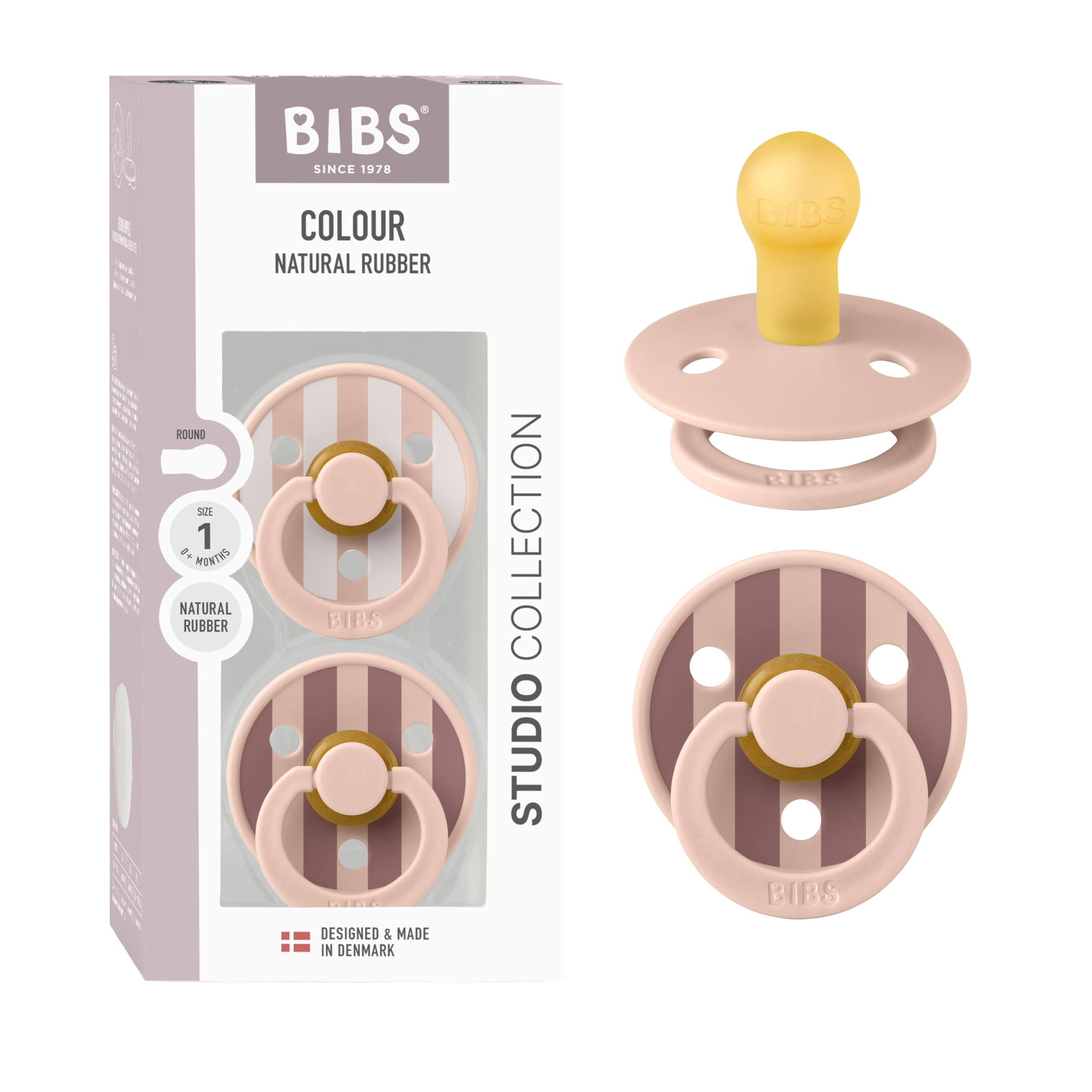 Bibs - Pacifier Studio Colour 2 Pack Block Latex - Blush Mix - Size 1