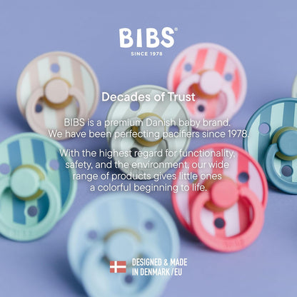 BIBS Colour Studio Speen verpakking van 2 stuks. BPA-vrij, Ronde speen. Natuurlijk rubberlatex, Geproduceerd in Denemarken, Maat 1 (0-6 maanden), Block Baby Blue Dusty Blue