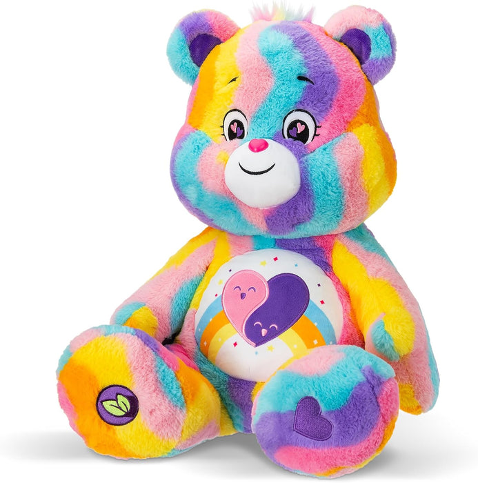 Basic Fun Care Bears 60cm Jumbo Plush Friends Forever Bear – Eco-Friendly, Soft & Sustainable Materials, Vibrant Striped Design, Unique Belly Badge, Perfect for Kids & Collectors 4+