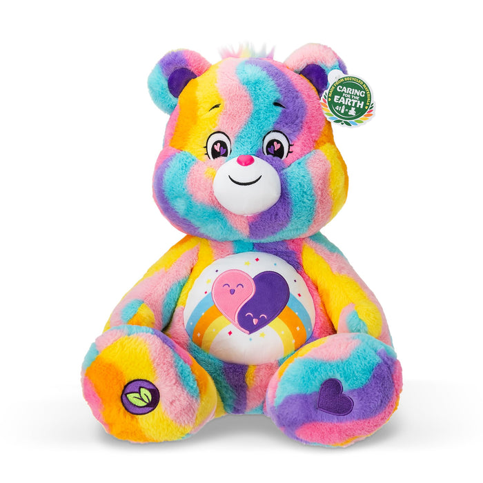 Basic Fun Care Bears 60cm Jumbo Plush Friends Forever Bear – Eco-Friendly, Soft & Sustainable Materials, Vibrant Striped Design, Unique Belly Badge, Perfect for Kids & Collectors 4+