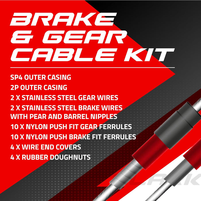 Clarks Stainless Steel Brake and Gear Cable Kit - Black, Universal Brake & Gear Wires with Standard Outer Casings for Mountain Bikes (MTB), Hybrid & Road Bikes