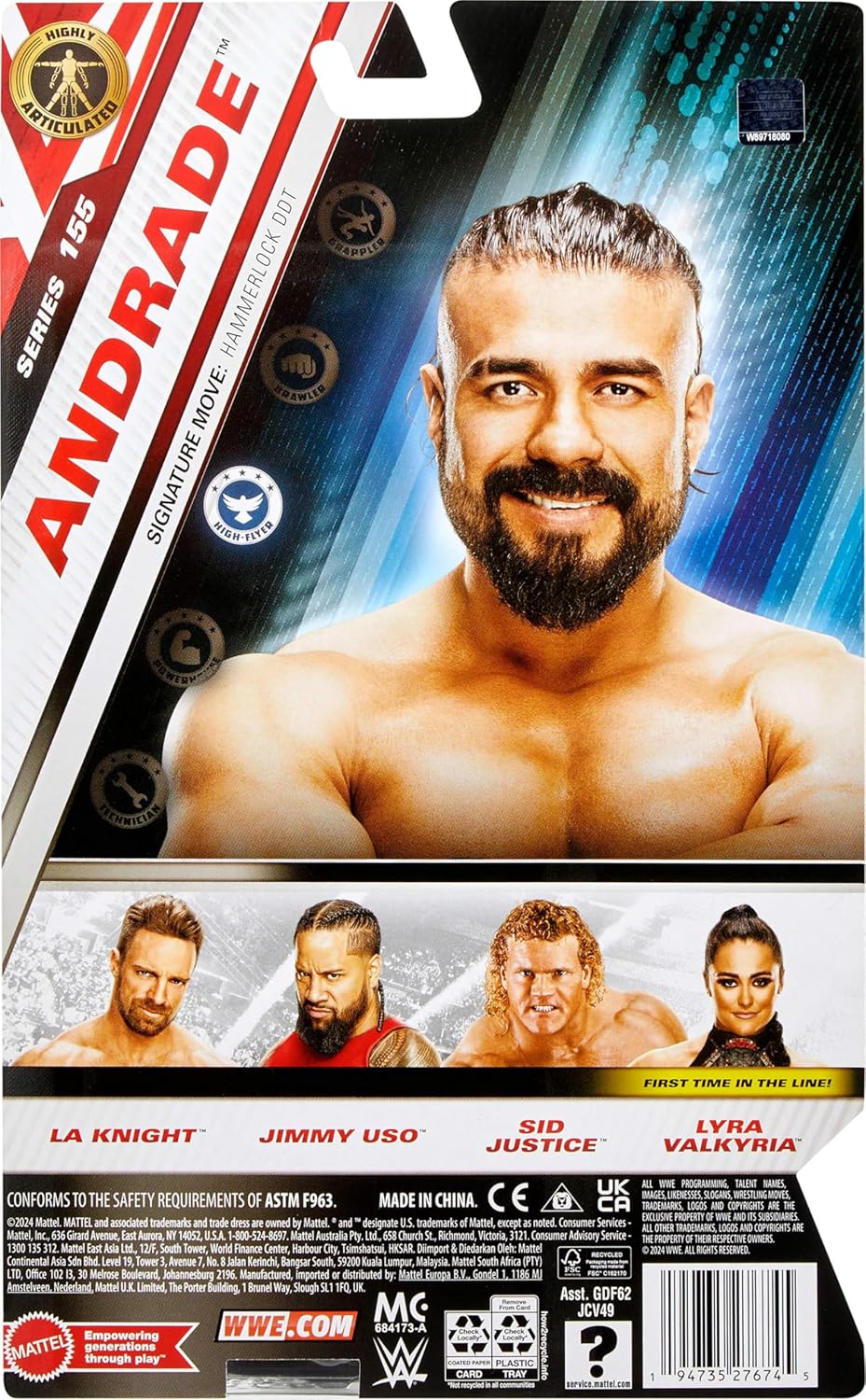 Mattel WWE Andrade Action Figure, Main Event Series #155 6-inch Collectible with 10 Articulation Points & Life-Like Look, JCV49