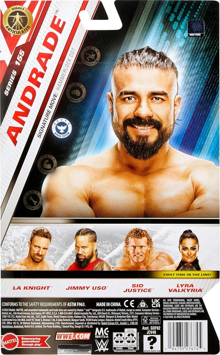 Mattel WWE Andrade Action Figure, Main Event Series #155 6-inch Collectible with 10 Articulation Points & Life-Like Look, JCV49