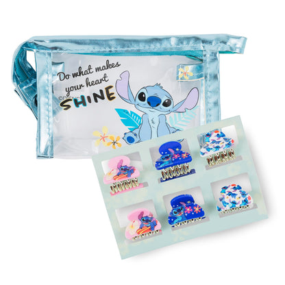 Disney - Lilo & Stitch Cosmetic Pouch and 6pk of Mini Hair Clips