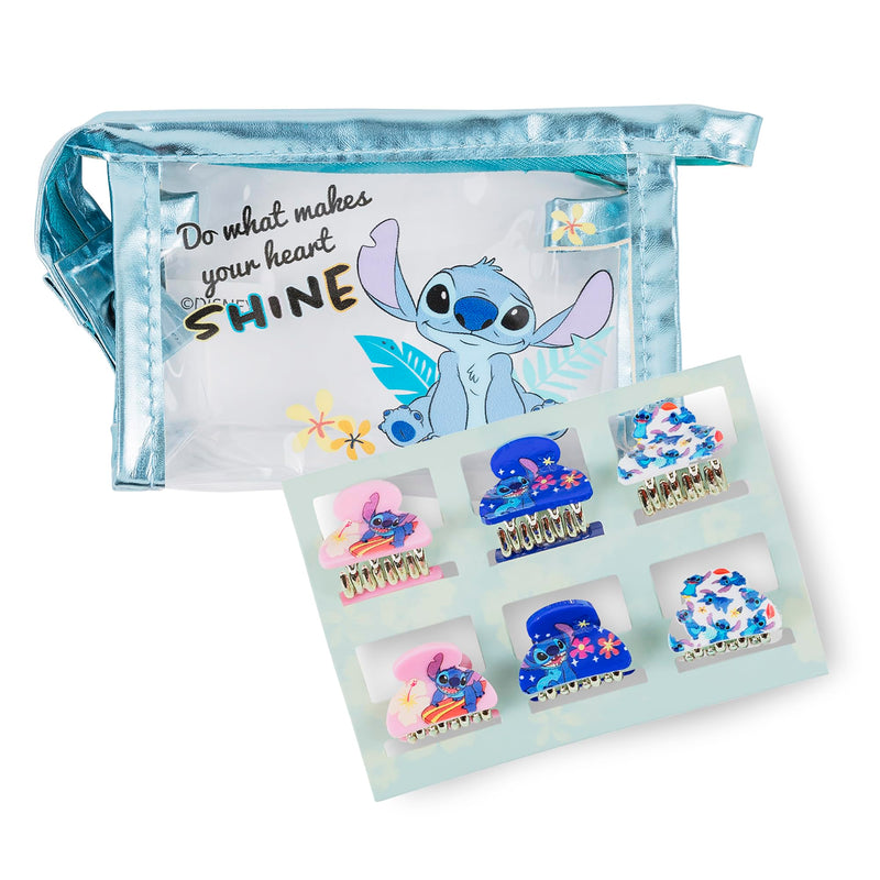 Disney - Lilo & Stitch Cosmetic Pouch and 6pk of Mini Hair Clips