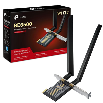 TP-Link Archer TBE400E BE6500 4K-QAM Wi-Fi 7 Bluetooth 5.4 PCIe Adapter, Tri-Band Speeds up to 2882 Mbps, OFDMA and MU-MIMO, Low-Profile Bracket, Refined Security, Wider Signal Coverage, Easy Setup