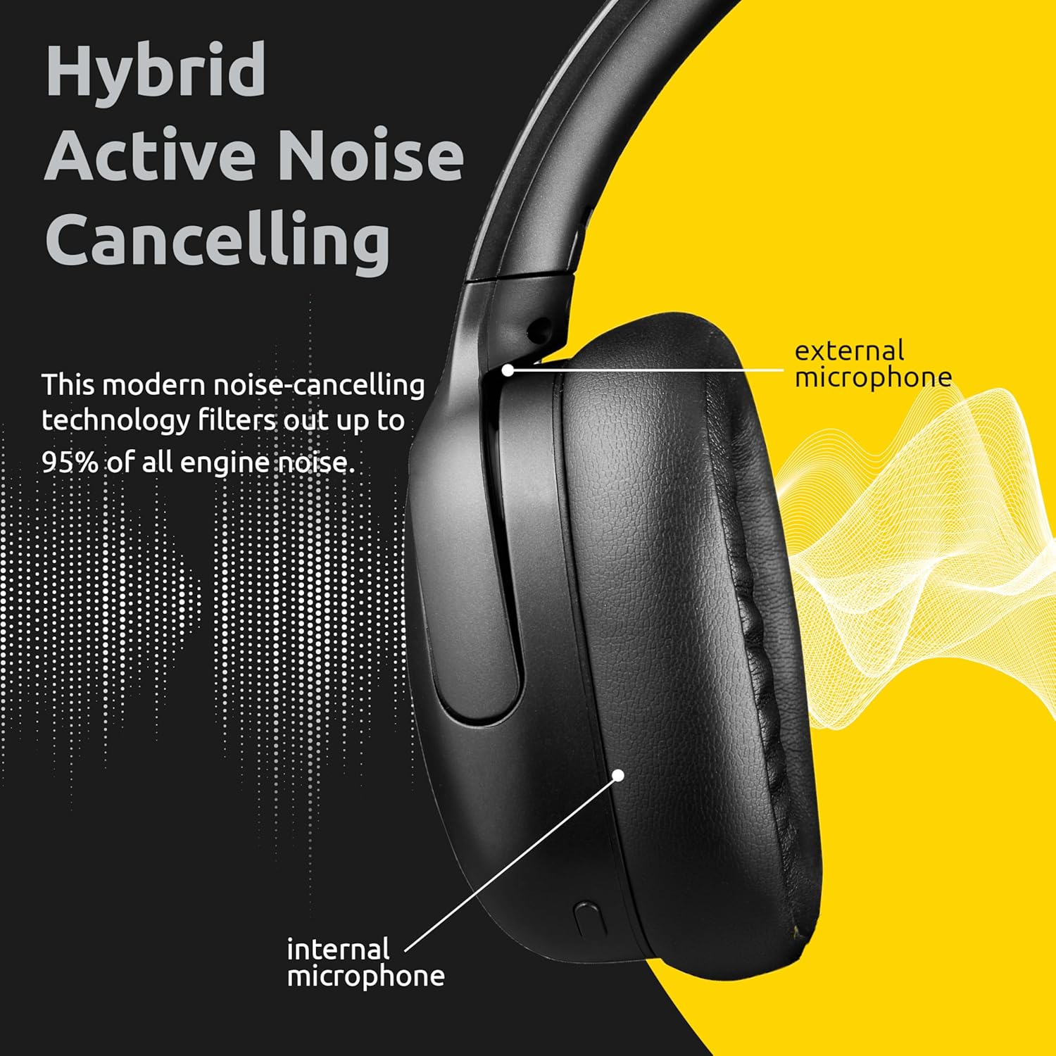 Intenso O400HA Cuffie Over-Ear – Hybrid Active Noise Cancelling, fino a 75 ore di autonomia e Bluetooth 5.3, con modalità musica, modalità trasparente e tempo di ricarica veloce, nero