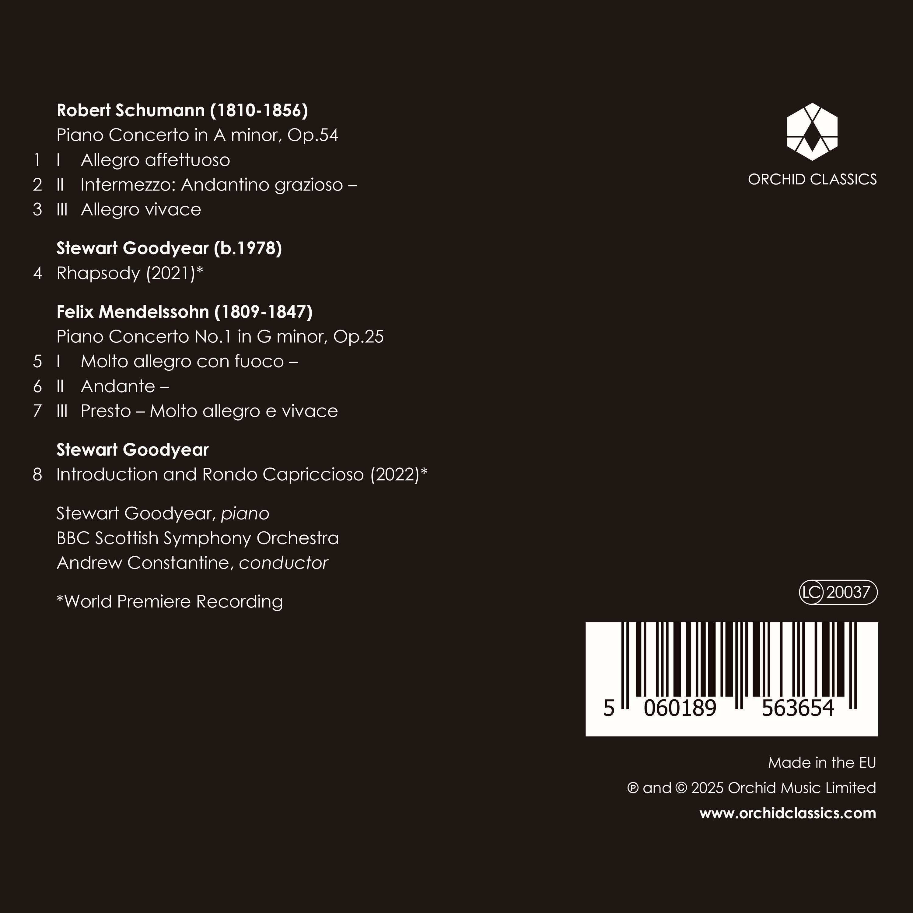 Stewart Goodyear: Mendelssohn/Goodyear/Schumann