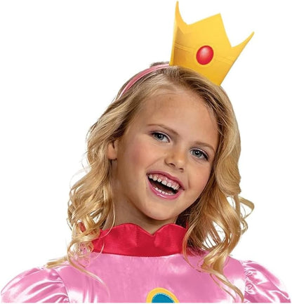 Nintendo Super Mario Princess Peach Fancy Dress for Kids, Officially Licensed by Disguise, Peach Costume for Girls, Includes Iconic Crown with Pink Layered Dress, for ages 3-4, 4-6, 7-8 years