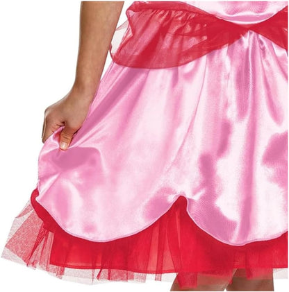 Nintendo Super Mario Princess Peach Fancy Dress for Kids, Officially Licensed by Disguise, Peach Costume for Girls, Includes Iconic Crown with Pink Layered Dress, for ages 3-4, 4-6, 7-8 years