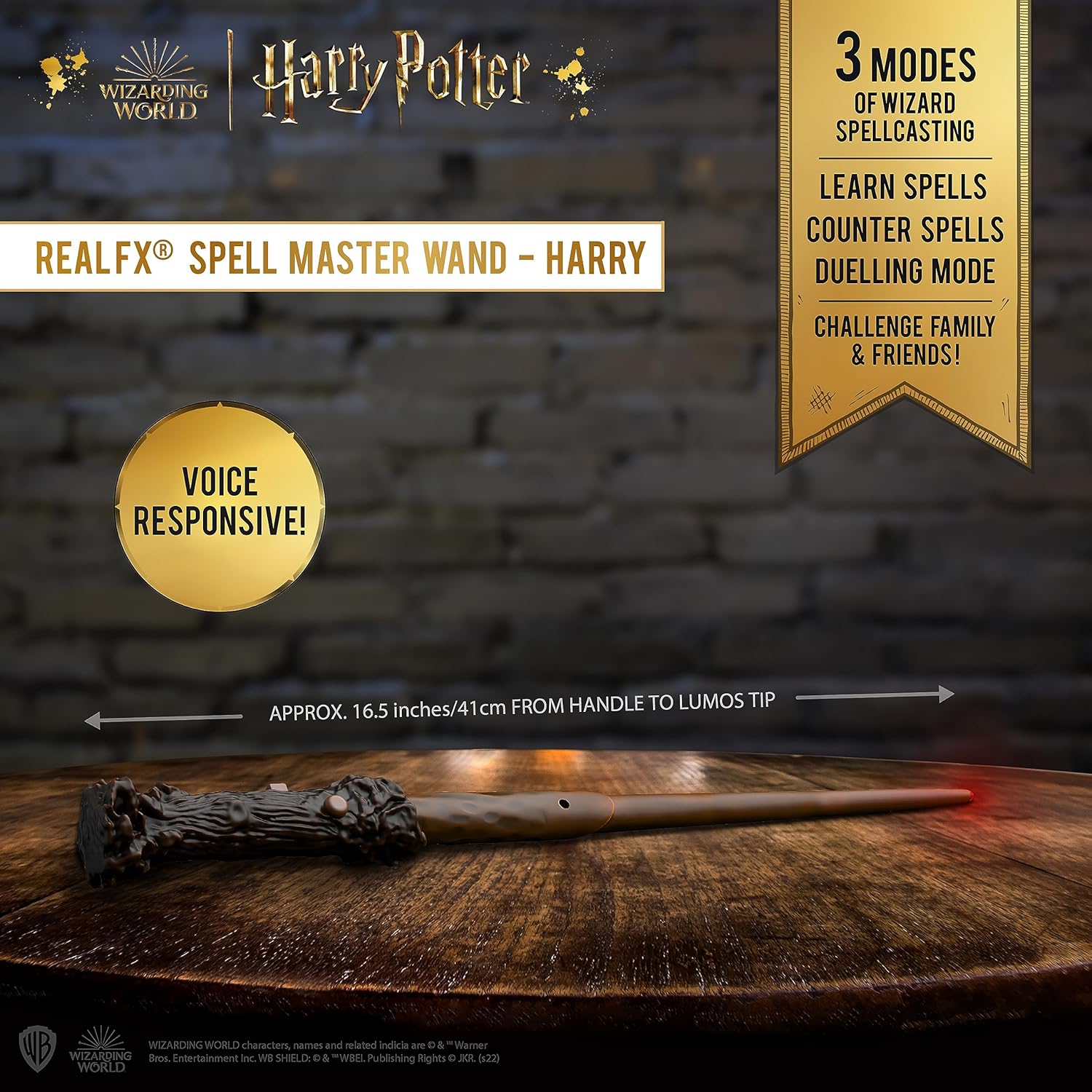 WOW! STUFF Harry Potter Real FX Wand | light & sound voice activated wand | Official Wizarding World Harry Potter Gifts and Toys | Role Play Dress-up Costume Accessory for Fans and Children, Ages 6+