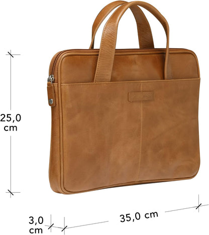 dbramante1928 - Silkeborg laptoptas voor dames en heren - tas met twee gestructureerde lederen handgrepen - Gemaakt van duurzaam, hoogwaardig volnerfleer, tan, 13 Zoll