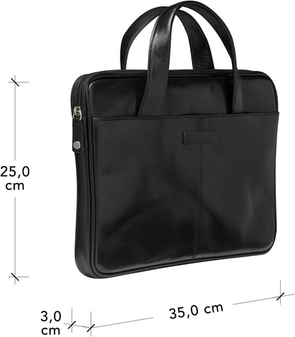 dbramante1928 Silkeborg Laptoptas voor Dames en Heren 13 inch - Tas met twee gestructureerde lederen handgrepen - Gemaakt van duurzaam, hoogwaardig volnerfleer - Black N.E. (2e generatie), zwart, 13