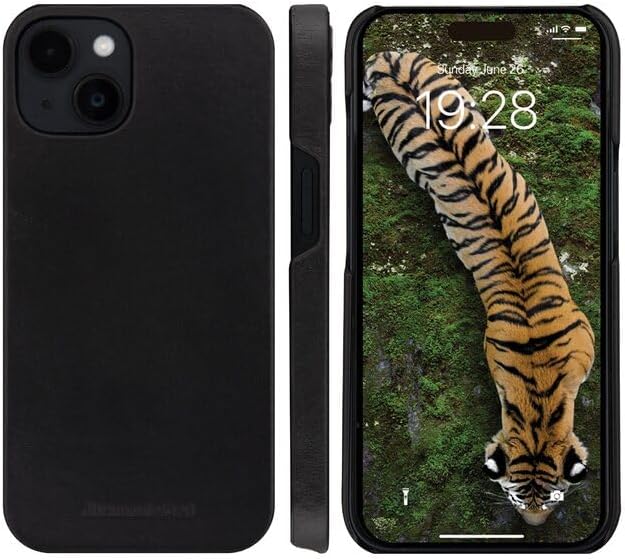 dbramante1928 Lynge, lederen beschermhoes voor iPhone 15, zwart, zwart, Utility