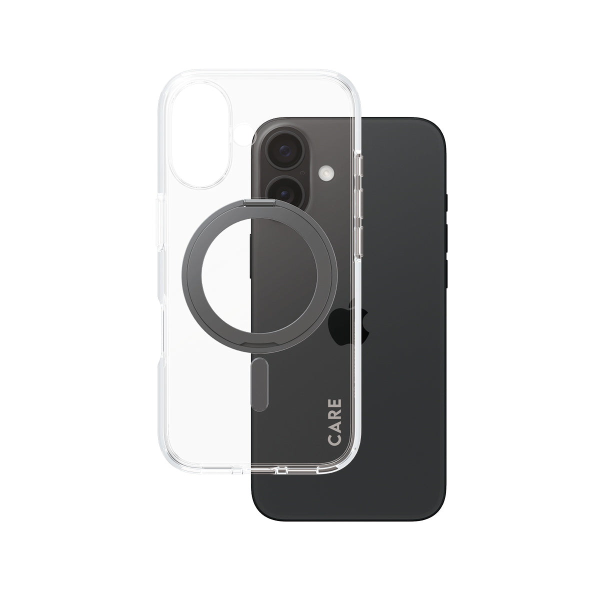 PanzerGlass CARE by ® Feature Case Transparent w. Black Kickstand & MagSafe iPhone 16
