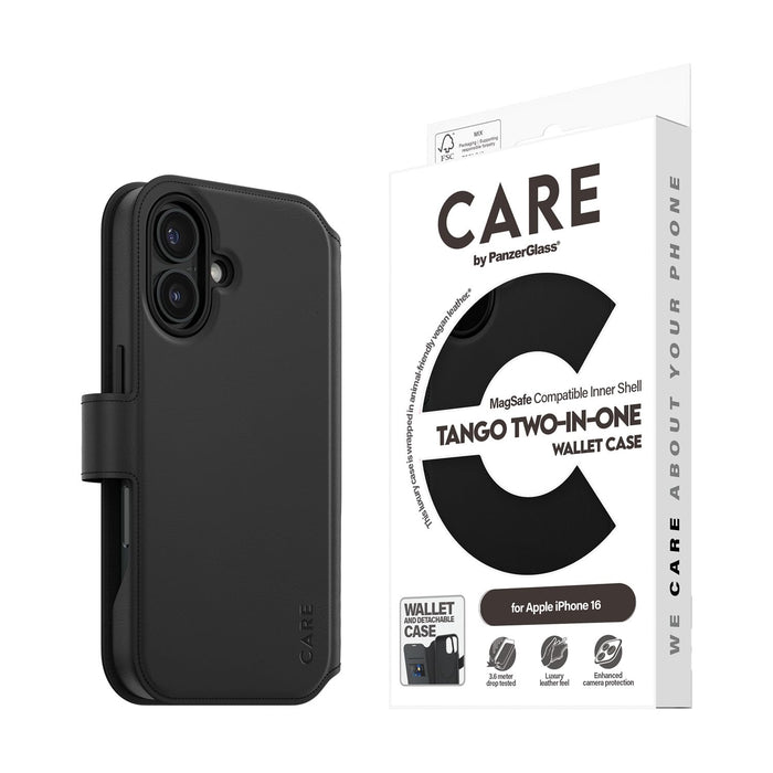 Care by Panzer Tango Wallet Hoesje -iPhone 16 - Zwart