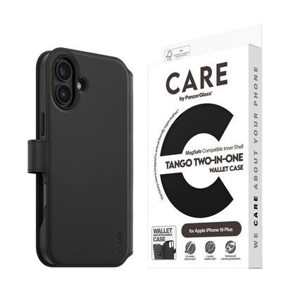 CARE BY PANZERGLASS® Wallet Case voor Apple iPhone 16 Plus Luxe lederachtig gevoel, RFID-blokkering, slanke duurzame portemonnee en case in één, verbeterde camerabescherming
