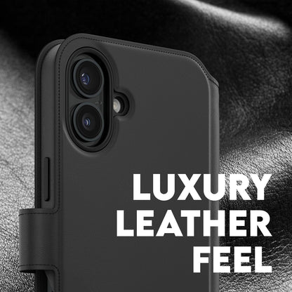 CARE BY PANZERGLASS® Wallet Case voor Apple iPhone 16 Plus Luxe lederachtig gevoel, RFID-blokkering, slanke duurzame portemonnee en case in één, verbeterde camerabescherming