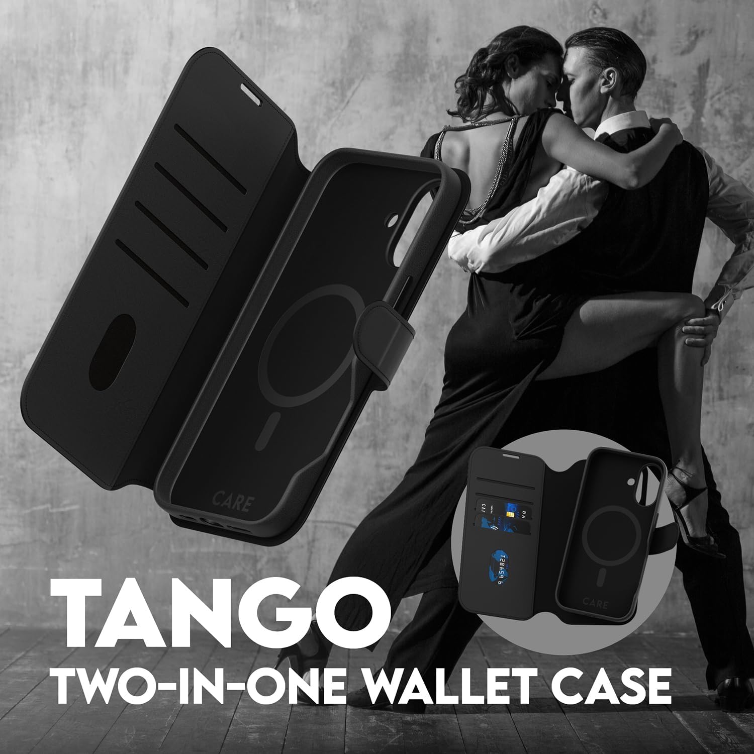 CARE BY PANZERGLASS® Wallet Case voor Apple iPhone 16 Plus Luxe lederachtig gevoel, RFID-blokkering, slanke duurzame portemonnee en case in één, verbeterde camerabescherming