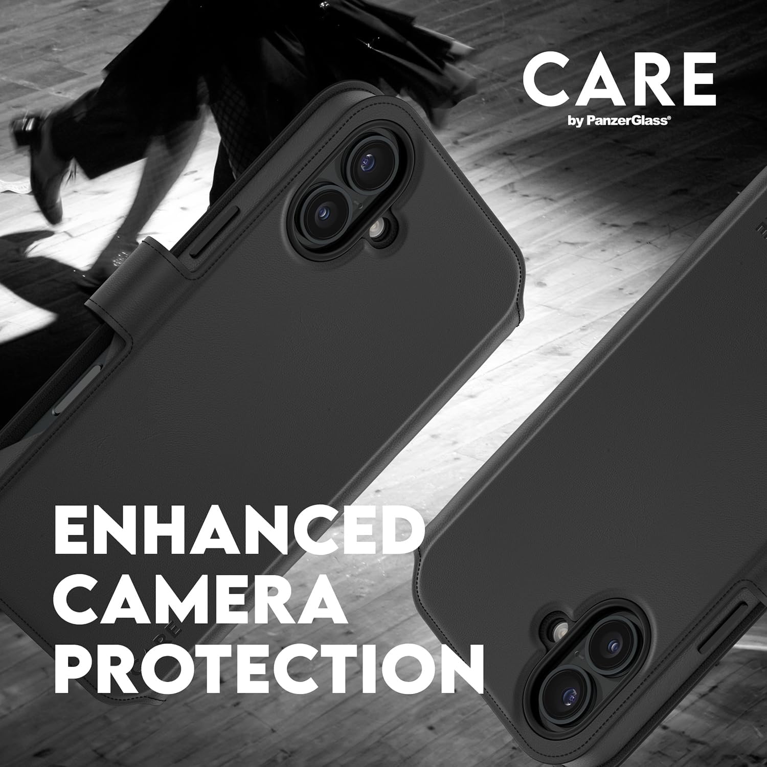 CARE BY PANZERGLASS® Wallet Case voor Apple iPhone 16 Plus Luxe lederachtig gevoel, RFID-blokkering, slanke duurzame portemonnee en case in één, verbeterde camerabescherming