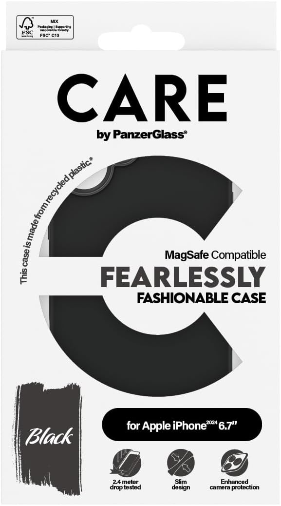 PanzerGlass CARE Fashion Colors MagSafe iPhone 16 Plus schwar