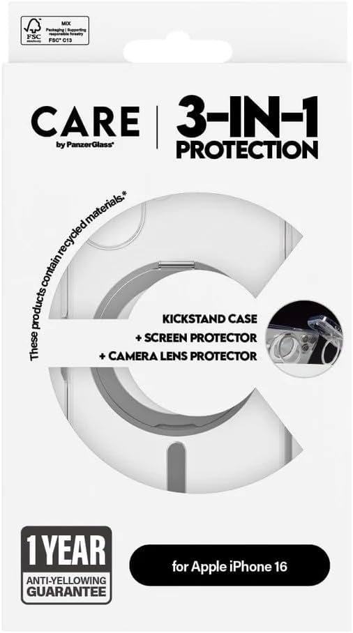 PanzerGlass CARE by ® Feature 3-in-1 Ceramic Bundle iPhone 16