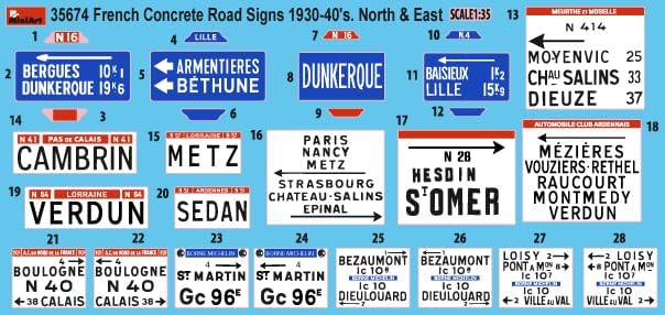 Miniart 1:35 - Concrete Road Signs, France 1930-40s, N & E