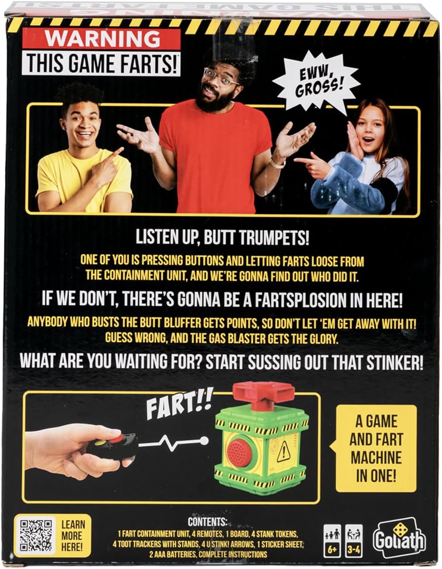 Goliath Games: Warning: This Game Farts | Sniff Out The Stinker To Win! | For 3-4 Players | For Ages 6 +, Black