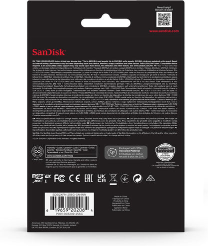 SanDisk microSD Express Card 256GB - Works with Nintendo Switch™ 2 (Up to 880MB/s Read, Up to 650MB/s Write, 210MB/s Sustained Write, SanDisk QuickFlow Technology, ThermAdapt, UHS-I, U3, C10)