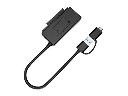 Conceptronic ABBY21B USB 3.0 SATA Adapter with Power Adapter, 2.5"/3.5" SATA HDD/SSD, 2-in-1 USB C/A Cable