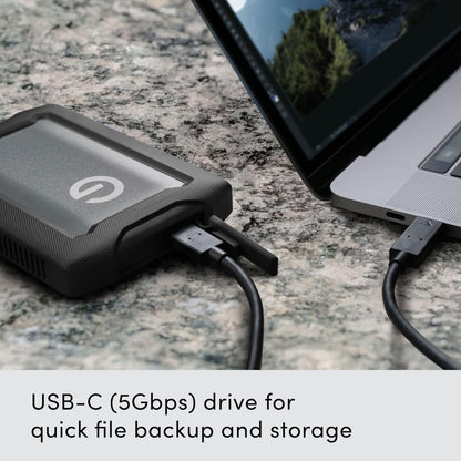 SanDisk Professional 2 To G-DRIVE ArmorATD, HDD portable USB-C (5Gbps), USB 3.2 Gen 1, Thunderbolt 3, jusqu'à 130 MB/s, résistant à la poussière, aux chutes, aux chocs et à l'eau