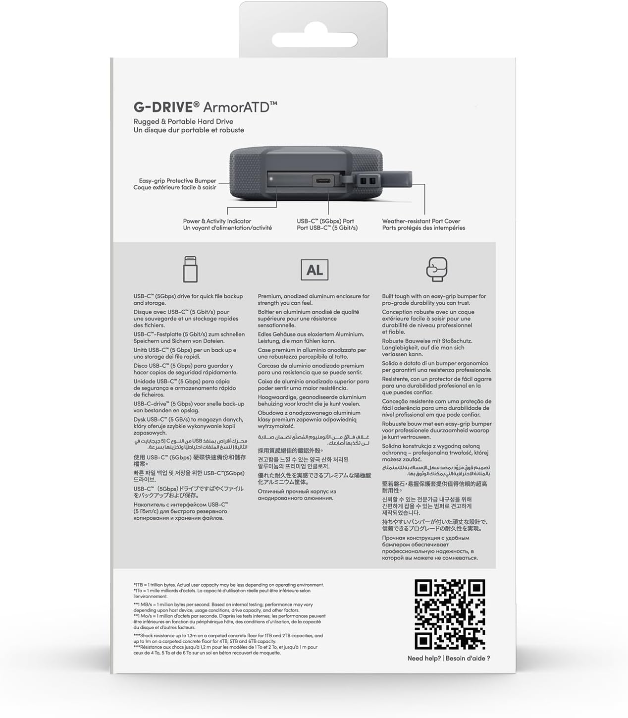 SanDisk Professional 6TB G-DRIVE ArmorATD, Dust, Drop, Shock and Water resistant, portable rugged external HDD, Up to 130MB/s, USB-C (5Gbps), USB 3.2 Gen 1, Thunderbolt 3
