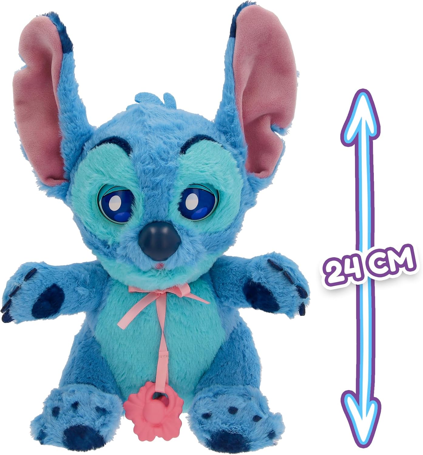 BABY PAWS Stitch Interactief pluche dier voor kinderen met geluiden die de ogen openen en sluiten, inclusief opbergtas, speelgoed voor kinderen vanaf 3 jaar