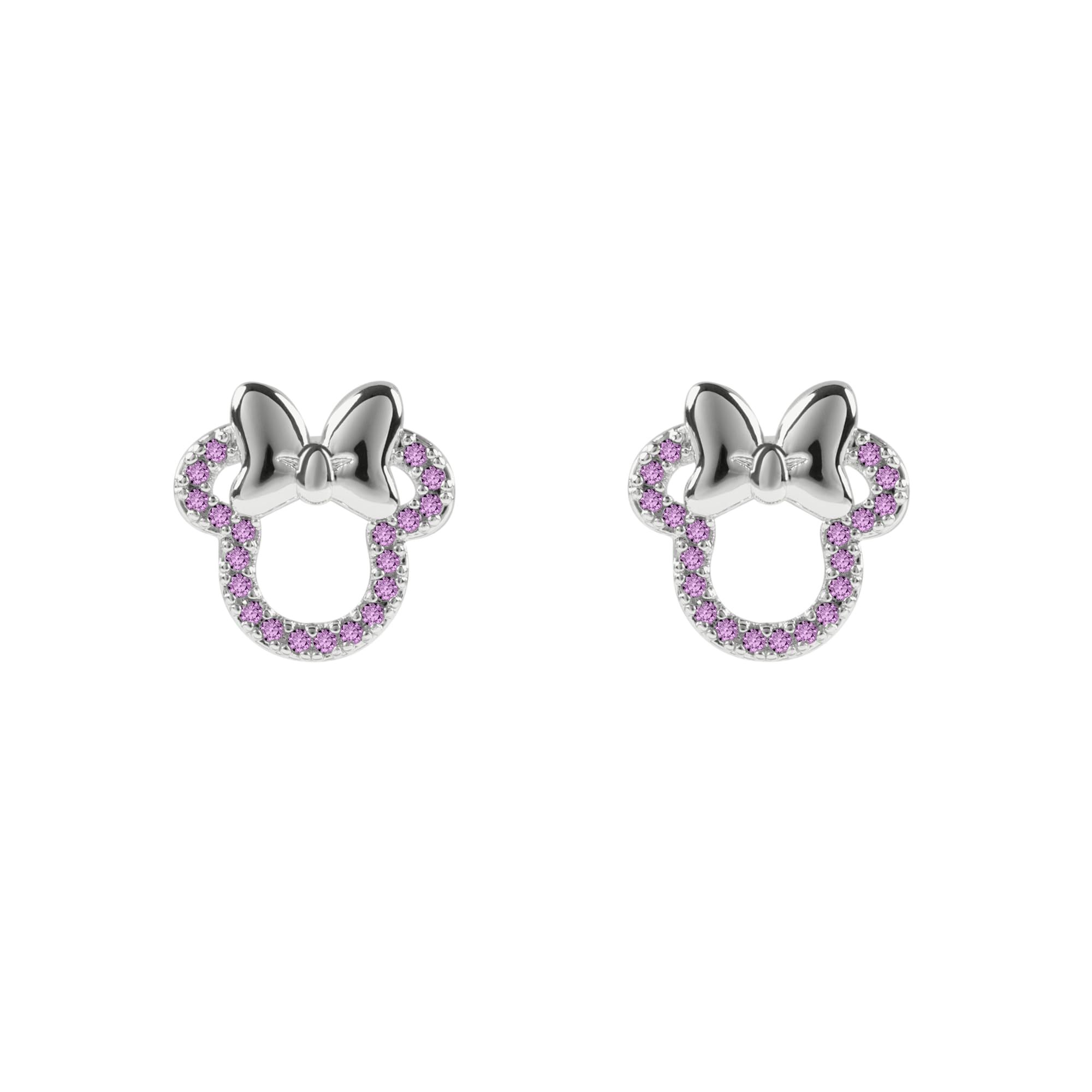 Minnie Maus Mädchen Rosa Stein Set Versilberte Ohrstecker, Einheitsgröße, Messing, Kein Edelstein