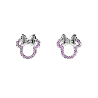 Minnie Maus Mädchen Rosa Stein Set Versilberte Ohrstecker, Einheitsgröße, Messing, Kein Edelstein