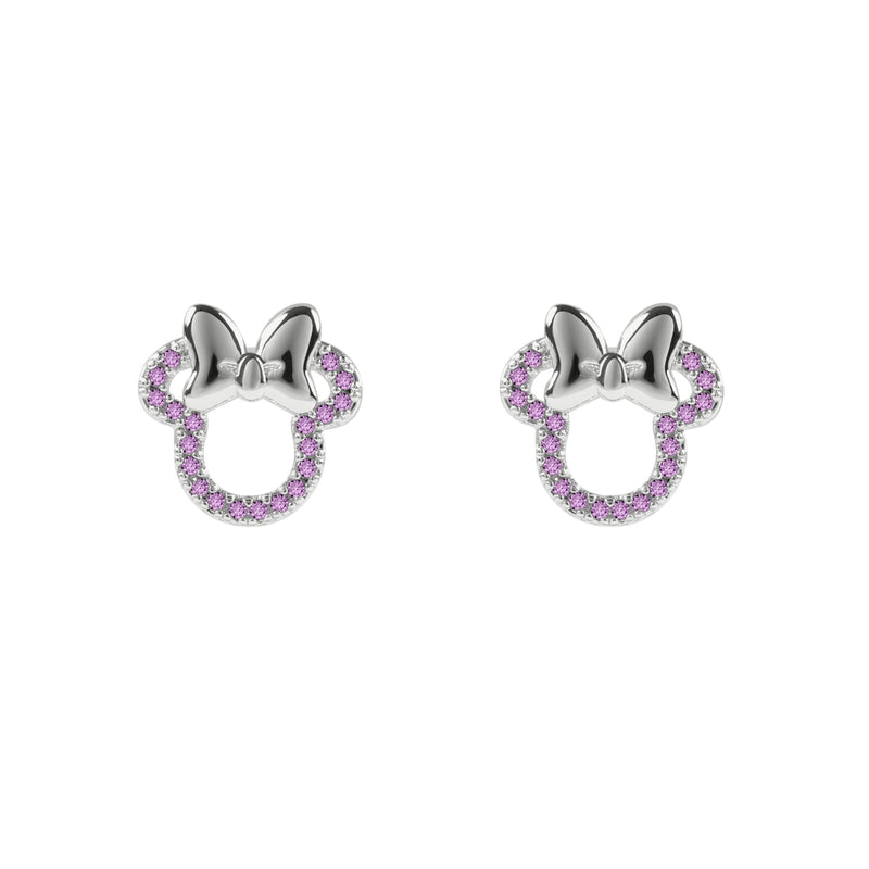 Minnie Maus Mädchen Rosa Stein Set Versilberte Ohrstecker, Einheitsgröße, Messing, Kein Edelstein