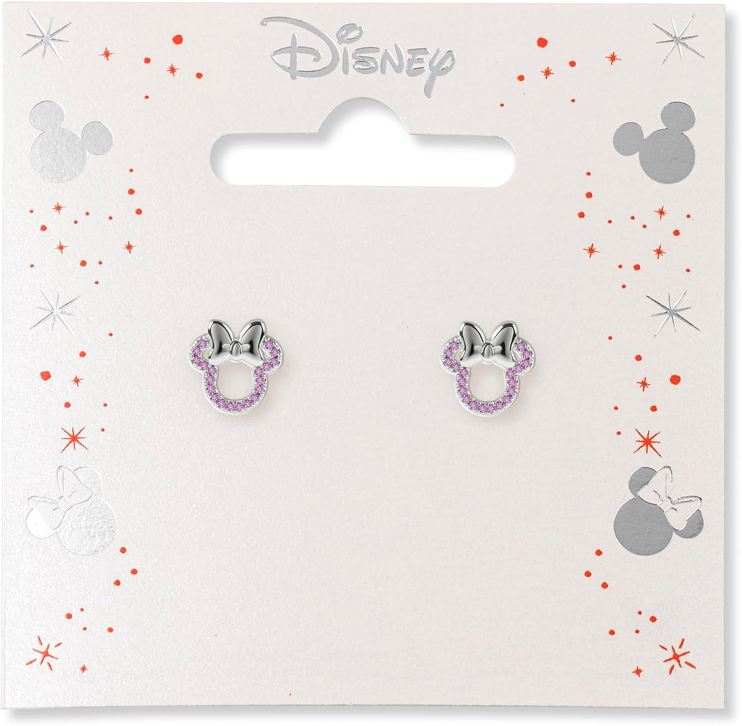 Minnie Maus Mädchen Rosa Stein Set Versilberte Ohrstecker, Einheitsgröße, Messing, Kein Edelstein
