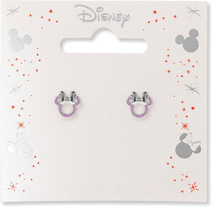 Minnie Maus Mädchen Rosa Stein Set Versilberte Ohrstecker, Einheitsgröße, Messing, Kein Edelstein