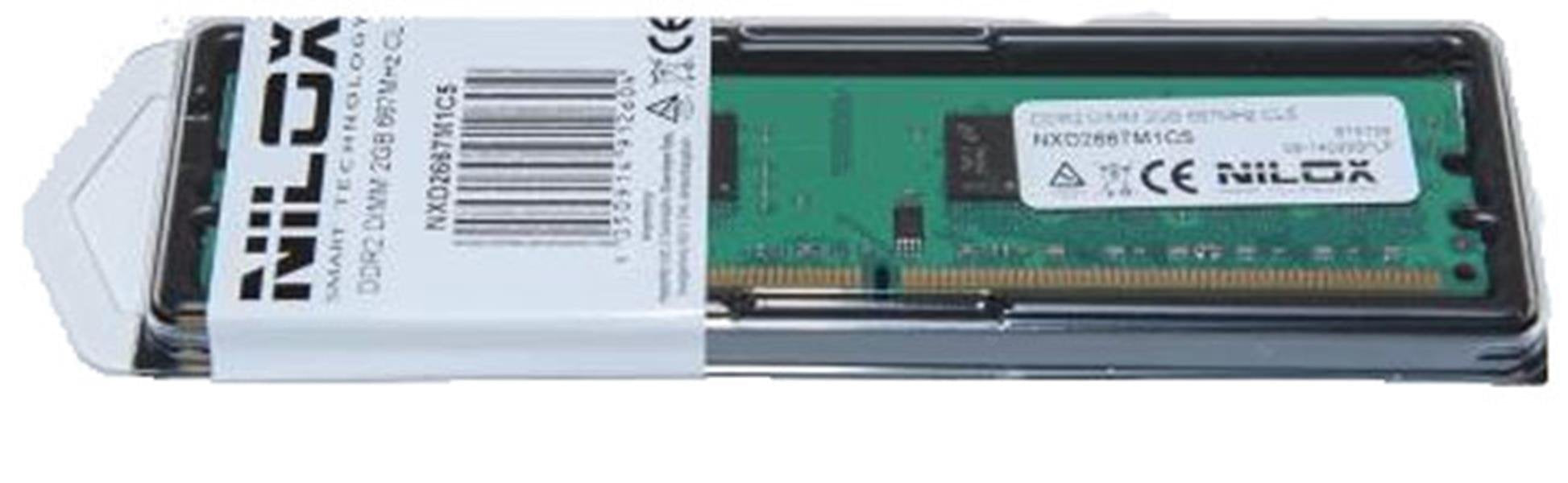 Nilox Memoria RAM DDR2 DIMM da 2GB, 667MHz, CL5, Verde
